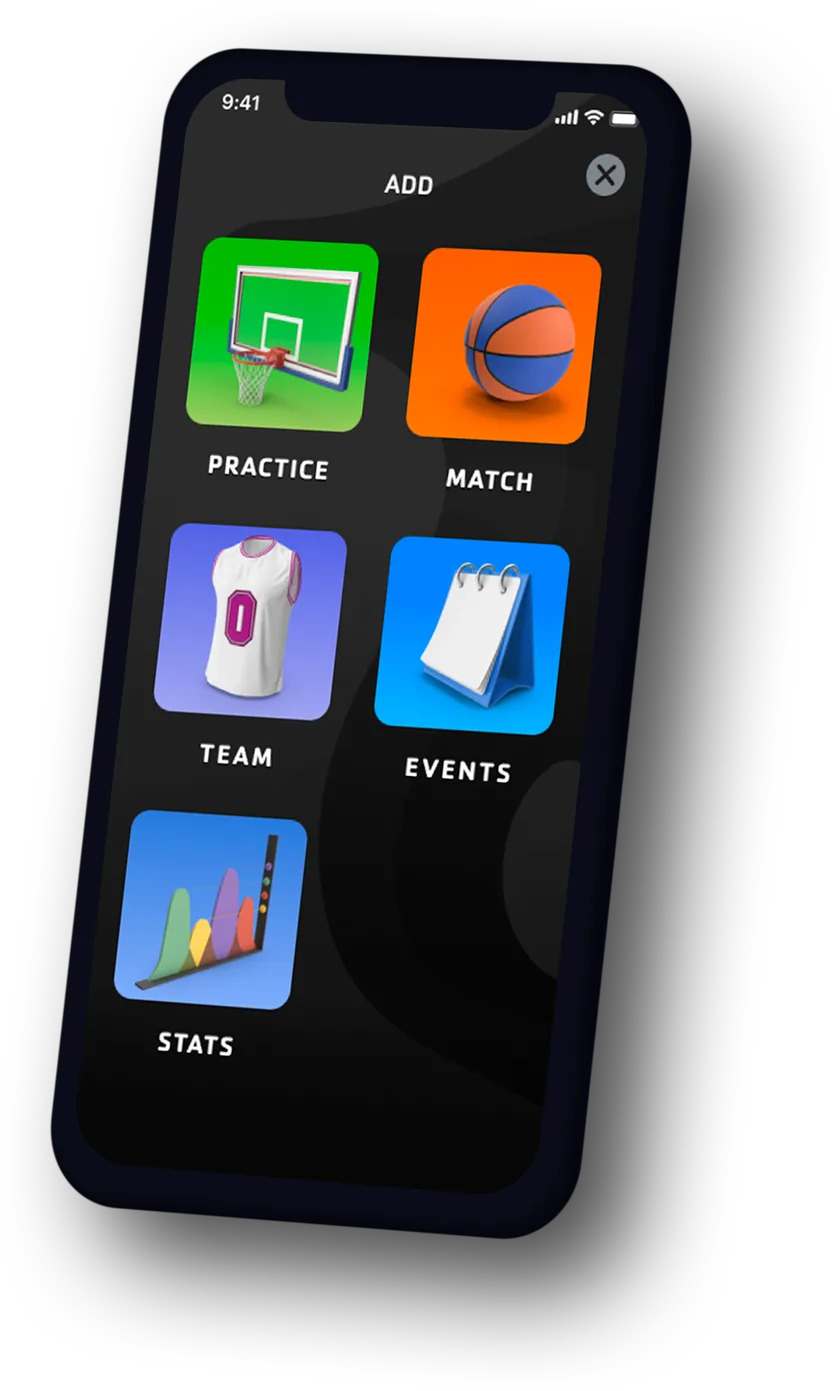 Practices and matches screen