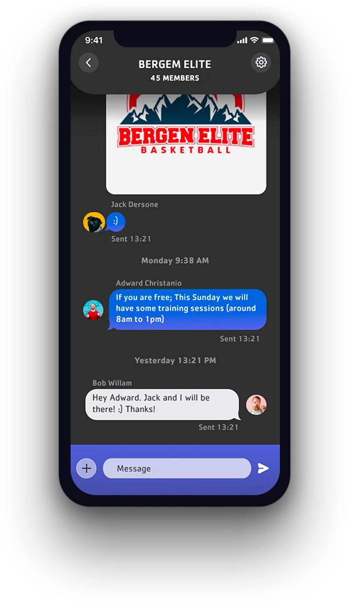 Team chat screen